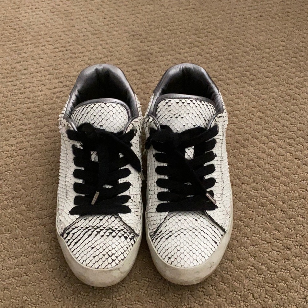 White snake skin shoes